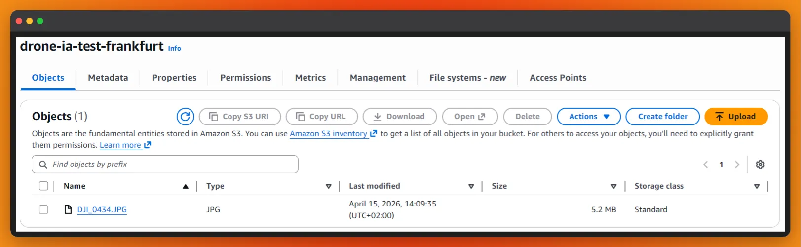 Screenshot of the photo in S3 showing it is over 5MB