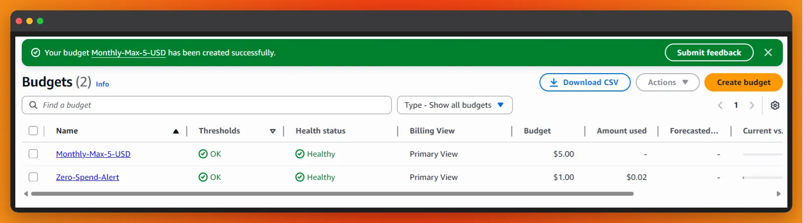 AWS Budget Configuration