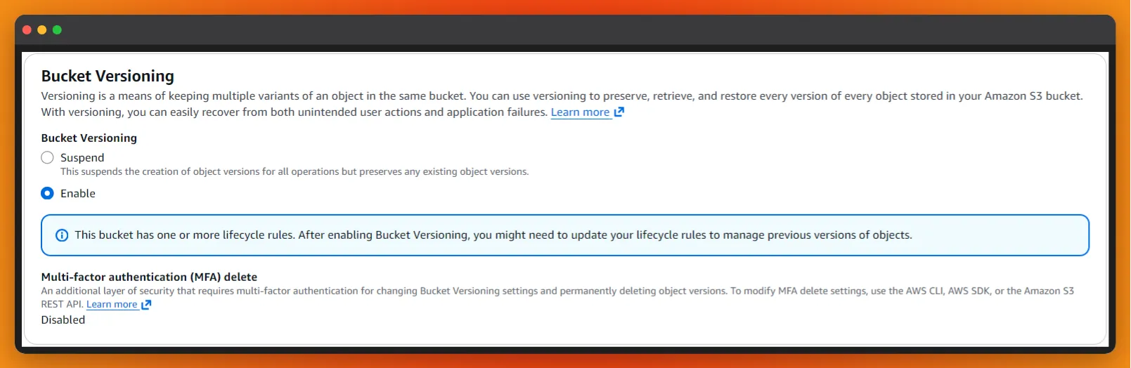 S3 Versioning Configuration